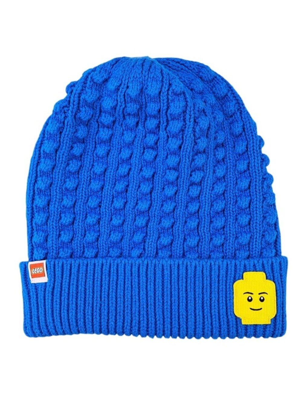 ADULT LEGO Blue Knit Beanie One Size Minifigure Patch Hat Limited Edition Collab